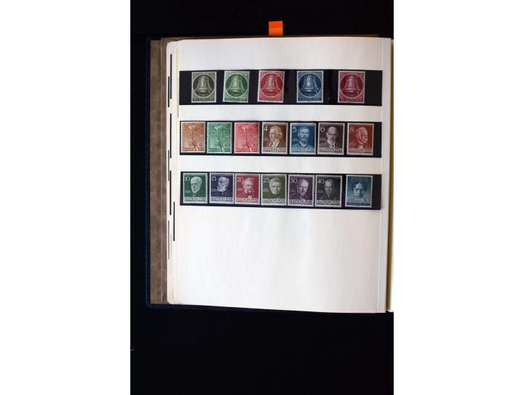 1945/60, postfrische, ungebrauchte und gestempelte Sammlung mit Gemeinschaftsausgaben, Bizone, SBZ, DDR, Bund (mit allen gute