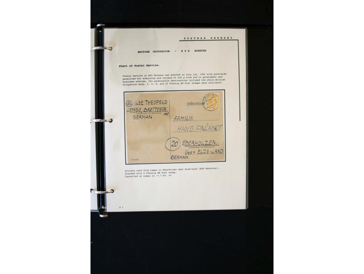  1945/1949, sehr umfangreiche Sammlung aller Zonen mit einigen hundert Briefen, Karten und Ganzsachen auf Austellungsblättern