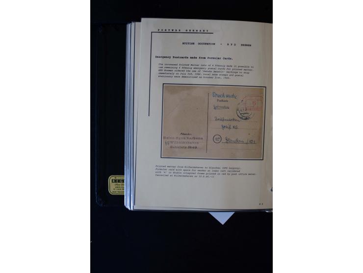  1945/1949, sehr umfangreiche Sammlung aller Zonen mit einigen hundert Briefen, Karten und Ganzsachen auf Austellungsblättern