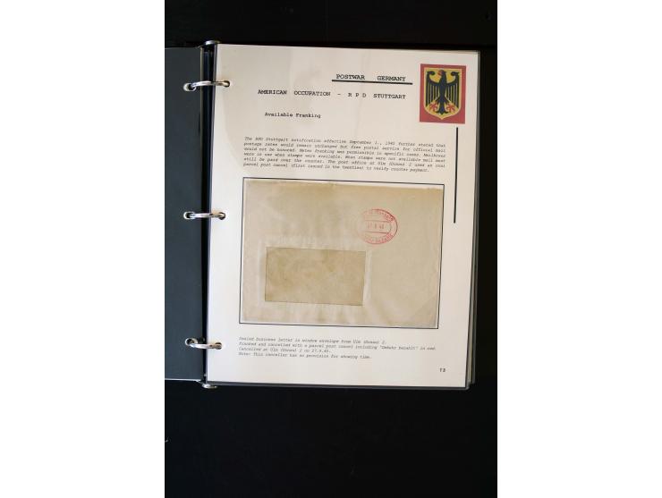  1945/1949, sehr umfangreiche Sammlung aller Zonen mit einigen hundert Briefen, Karten und Ganzsachen auf Austellungsblättern
