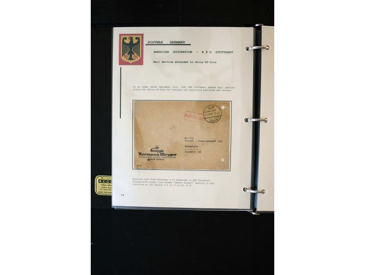  1945/1949, sehr umfangreiche Sammlung aller Zonen mit einigen hundert Briefen, Karten und Ganzsachen auf Austellungsblättern