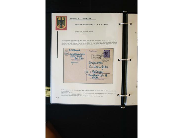  1945/1949, sehr umfangreiche Sammlung aller Zonen mit einigen hundert Briefen, Karten und Ganzsachen auf Austellungsblättern