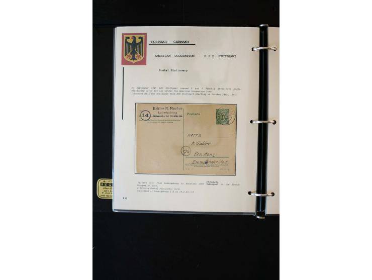  1945/1949, sehr umfangreiche Sammlung aller Zonen mit einigen hundert Briefen, Karten und Ganzsachen auf Austellungsblättern
