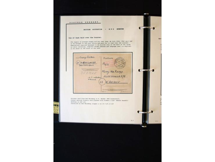  1945/1949, sehr umfangreiche Sammlung aller Zonen mit einigen hundert Briefen, Karten und Ganzsachen auf Austellungsblättern