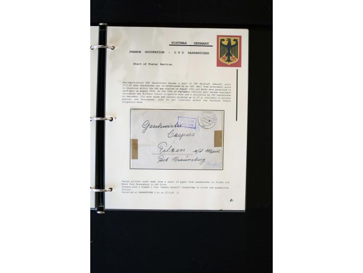 1945/1949, sehr umfangreiche Sammlung aller Zonen mit einigen hundert Briefen, Karten und Ganzsachen auf Austellungsblättern