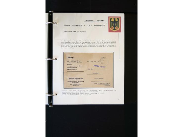  1945/1949, sehr umfangreiche Sammlung aller Zonen mit einigen hundert Briefen, Karten und Ganzsachen auf Austellungsblättern