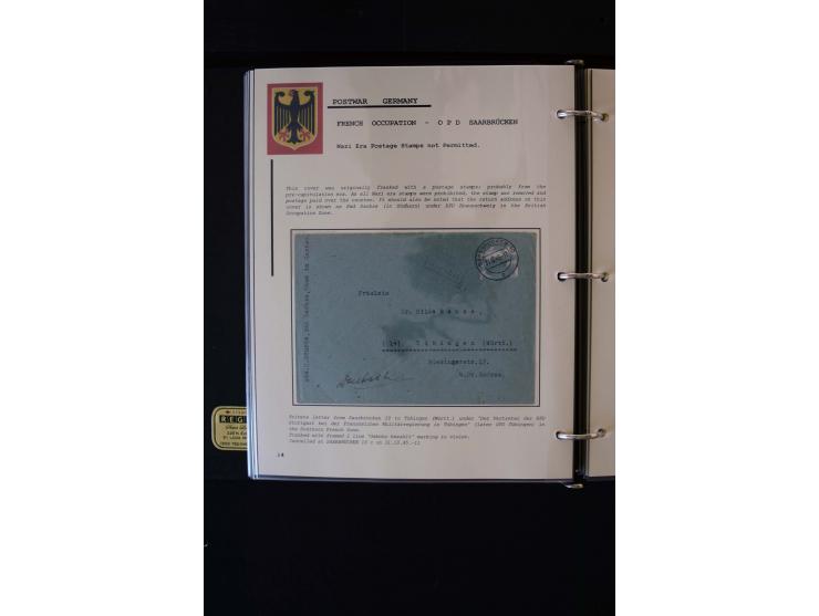  1945/1949, sehr umfangreiche Sammlung aller Zonen mit einigen hundert Briefen, Karten und Ganzsachen auf Austellungsblättern