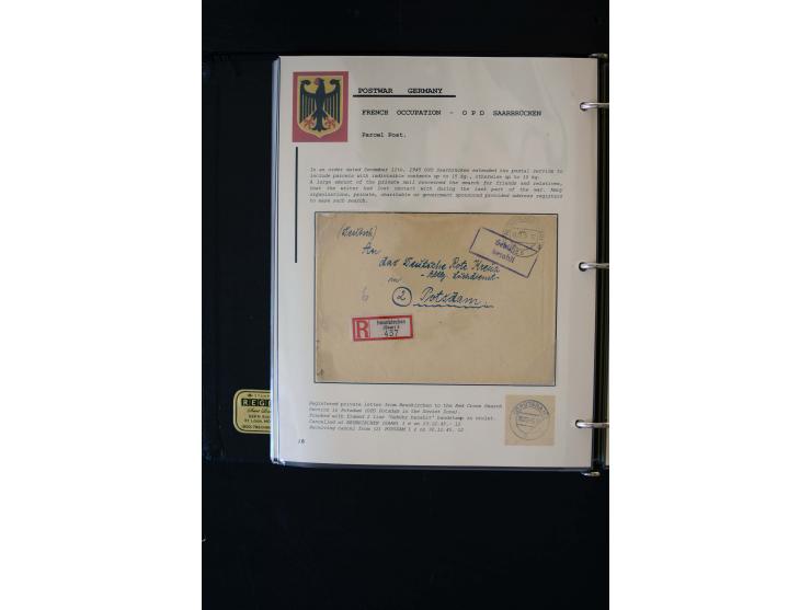  1945/1949, sehr umfangreiche Sammlung aller Zonen mit einigen hundert Briefen, Karten und Ganzsachen auf Austellungsblättern