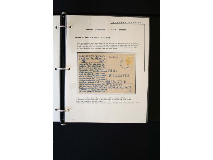  1945/1949, sehr umfangreiche Sammlung aller Zonen mit einigen hundert Briefen, Karten und Ganzsachen auf Austellungsblättern