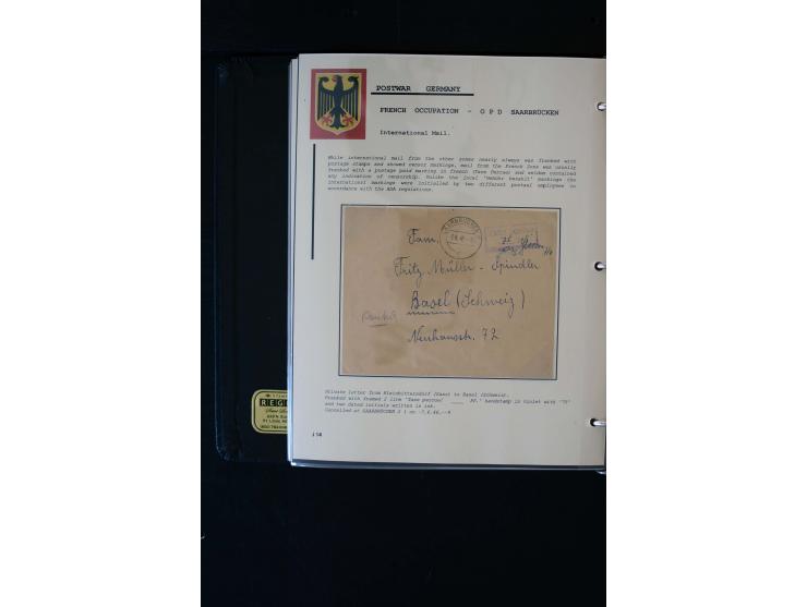  1945/1949, sehr umfangreiche Sammlung aller Zonen mit einigen hundert Briefen, Karten und Ganzsachen auf Austellungsblättern