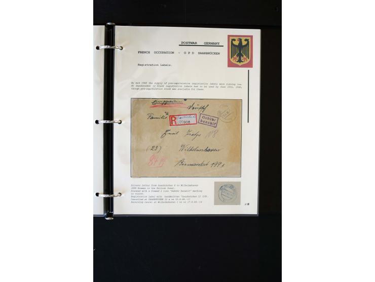  1945/1949, sehr umfangreiche Sammlung aller Zonen mit einigen hundert Briefen, Karten und Ganzsachen auf Austellungsblättern