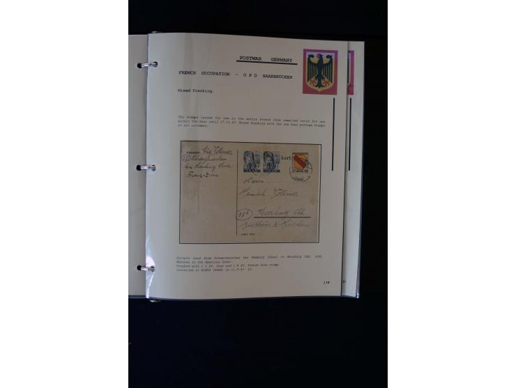  1945/1949, sehr umfangreiche Sammlung aller Zonen mit einigen hundert Briefen, Karten und Ganzsachen auf Austellungsblättern