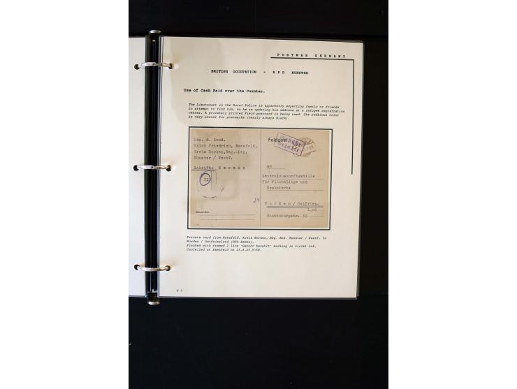  1945/1949, sehr umfangreiche Sammlung aller Zonen mit einigen hundert Briefen, Karten und Ganzsachen auf Austellungsblättern