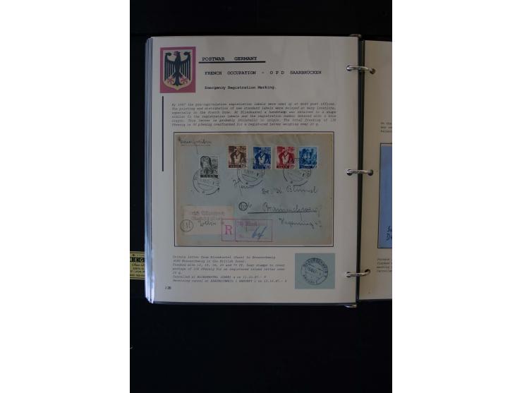  1945/1949, sehr umfangreiche Sammlung aller Zonen mit einigen hundert Briefen, Karten und Ganzsachen auf Austellungsblättern