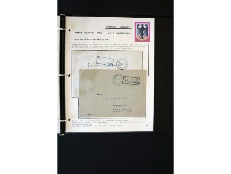  1945/1949, sehr umfangreiche Sammlung aller Zonen mit einigen hundert Briefen, Karten und Ganzsachen auf Austellungsblättern