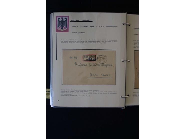  1945/1949, sehr umfangreiche Sammlung aller Zonen mit einigen hundert Briefen, Karten und Ganzsachen auf Austellungsblättern