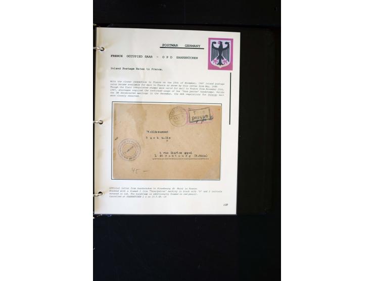  1945/1949, sehr umfangreiche Sammlung aller Zonen mit einigen hundert Briefen, Karten und Ganzsachen auf Austellungsblättern