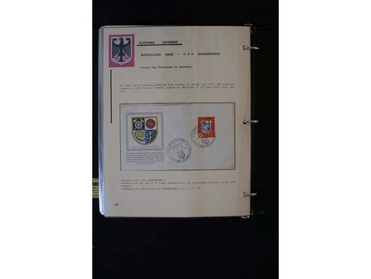  1945/1949, sehr umfangreiche Sammlung aller Zonen mit einigen hundert Briefen, Karten und Ganzsachen auf Austellungsblättern