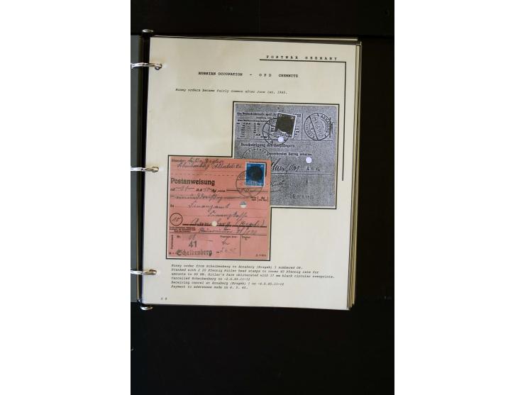  1945/1949, sehr umfangreiche Sammlung aller Zonen mit einigen hundert Briefen, Karten und Ganzsachen auf Austellungsblättern