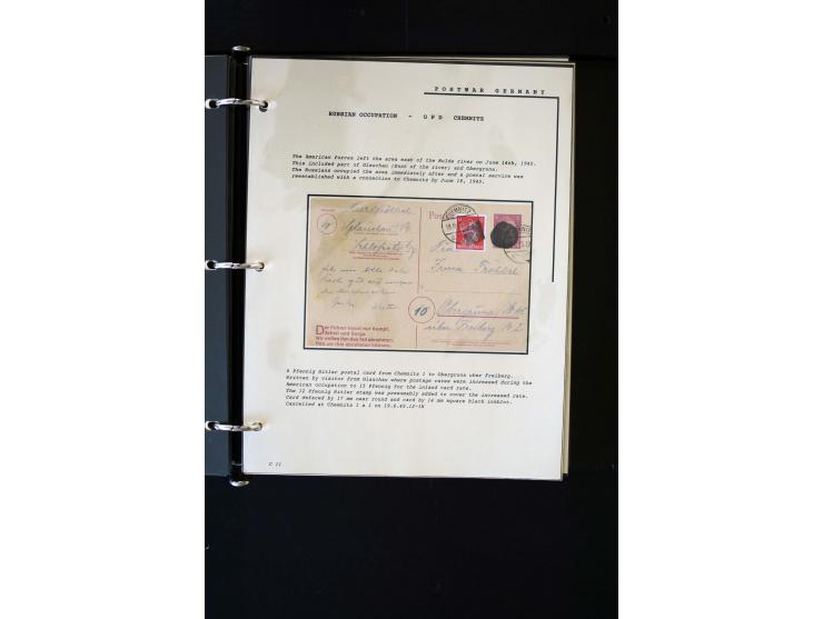  1945/1949, sehr umfangreiche Sammlung aller Zonen mit einigen hundert Briefen, Karten und Ganzsachen auf Austellungsblättern