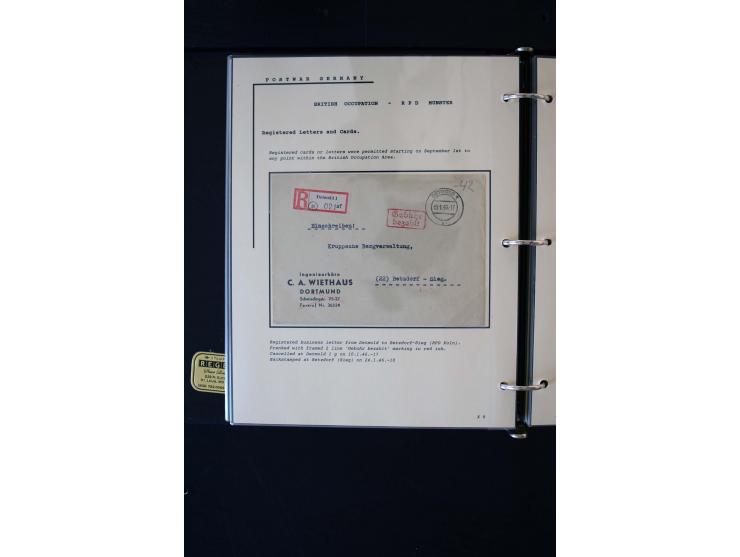  1945/1949, sehr umfangreiche Sammlung aller Zonen mit einigen hundert Briefen, Karten und Ganzsachen auf Austellungsblättern