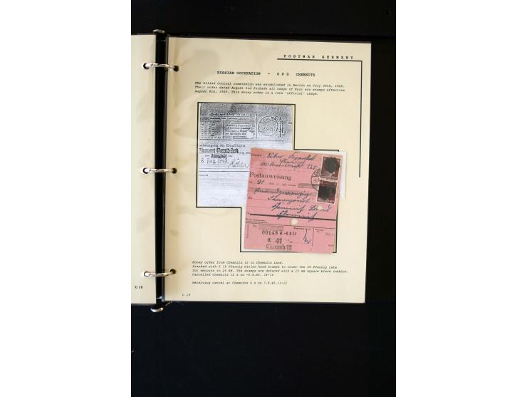  1945/1949, sehr umfangreiche Sammlung aller Zonen mit einigen hundert Briefen, Karten und Ganzsachen auf Austellungsblättern
