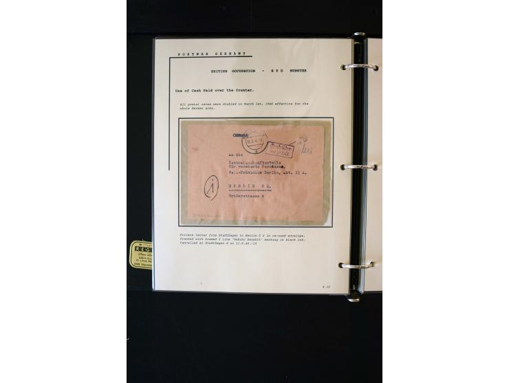  1945/1949, sehr umfangreiche Sammlung aller Zonen mit einigen hundert Briefen, Karten und Ganzsachen auf Austellungsblättern
