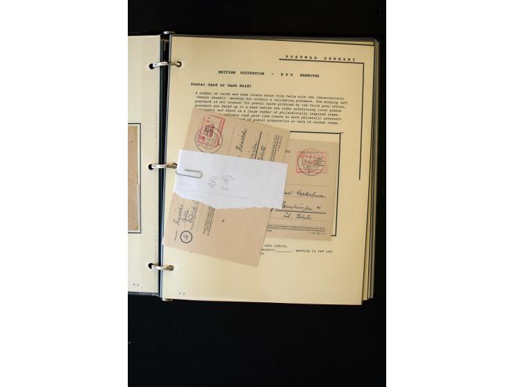  1945/1949, sehr umfangreiche Sammlung aller Zonen mit einigen hundert Briefen, Karten und Ganzsachen auf Austellungsblättern
