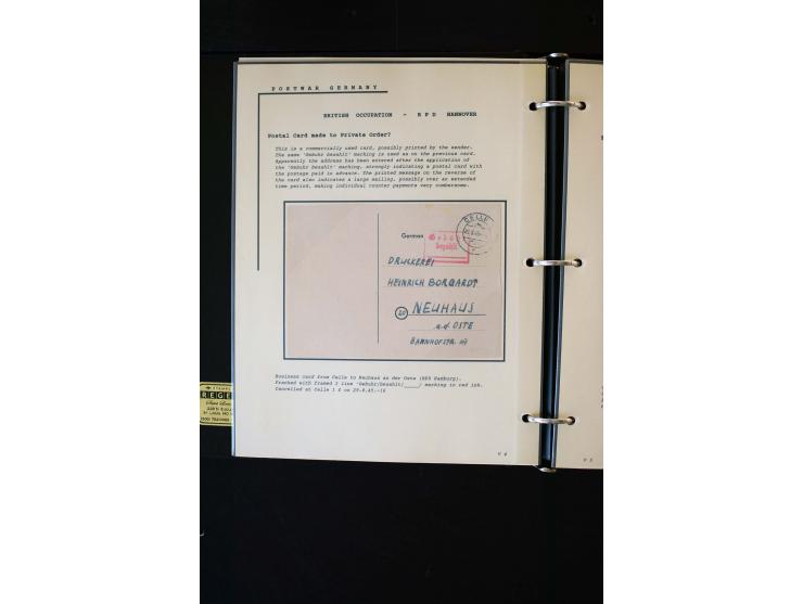  1945/1949, sehr umfangreiche Sammlung aller Zonen mit einigen hundert Briefen, Karten und Ganzsachen auf Austellungsblättern