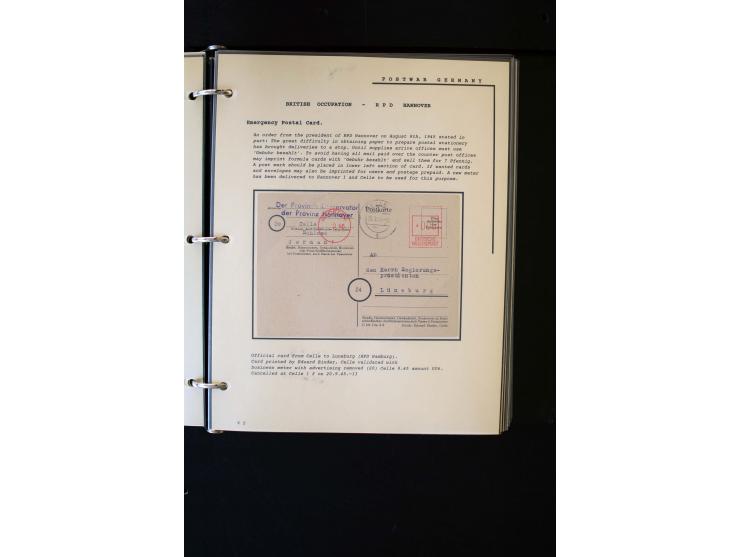  1945/1949, sehr umfangreiche Sammlung aller Zonen mit einigen hundert Briefen, Karten und Ganzsachen auf Austellungsblättern