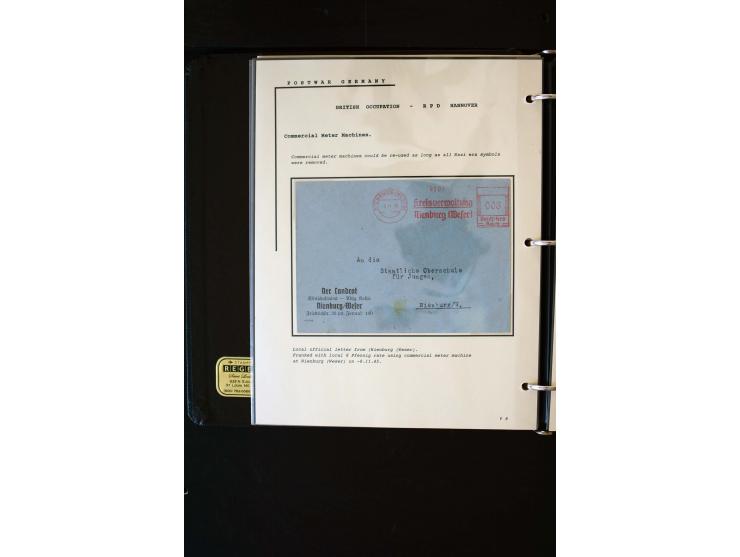  1945/1949, sehr umfangreiche Sammlung aller Zonen mit einigen hundert Briefen, Karten und Ganzsachen auf Austellungsblättern
