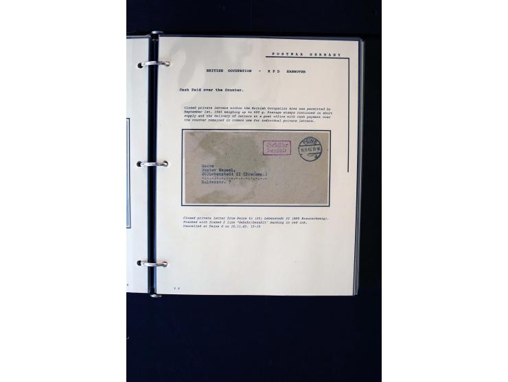  1945/1949, sehr umfangreiche Sammlung aller Zonen mit einigen hundert Briefen, Karten und Ganzsachen auf Austellungsblättern