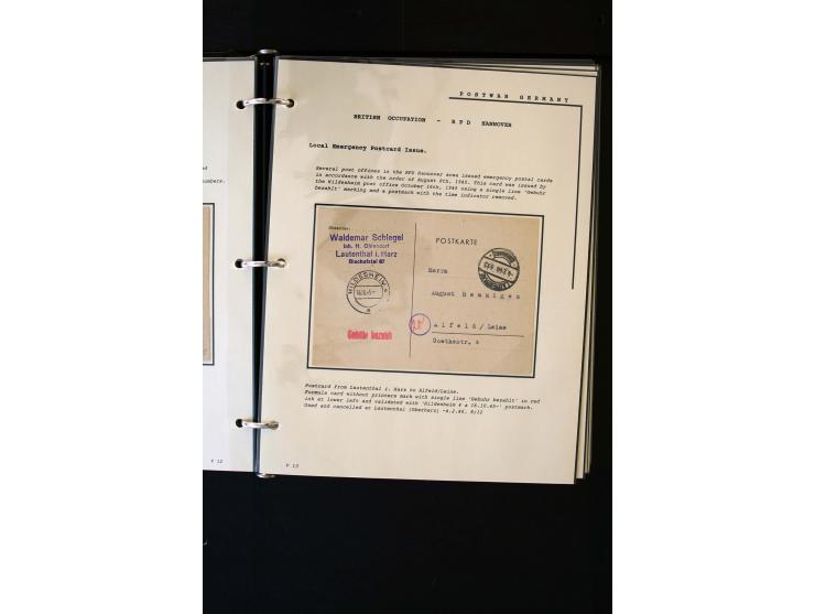  1945/1949, sehr umfangreiche Sammlung aller Zonen mit einigen hundert Briefen, Karten und Ganzsachen auf Austellungsblättern