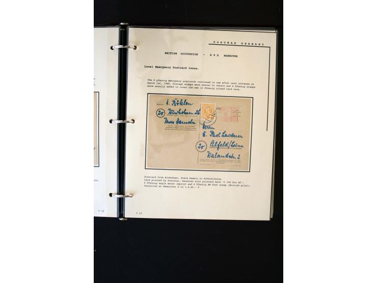  1945/1949, sehr umfangreiche Sammlung aller Zonen mit einigen hundert Briefen, Karten und Ganzsachen auf Austellungsblättern