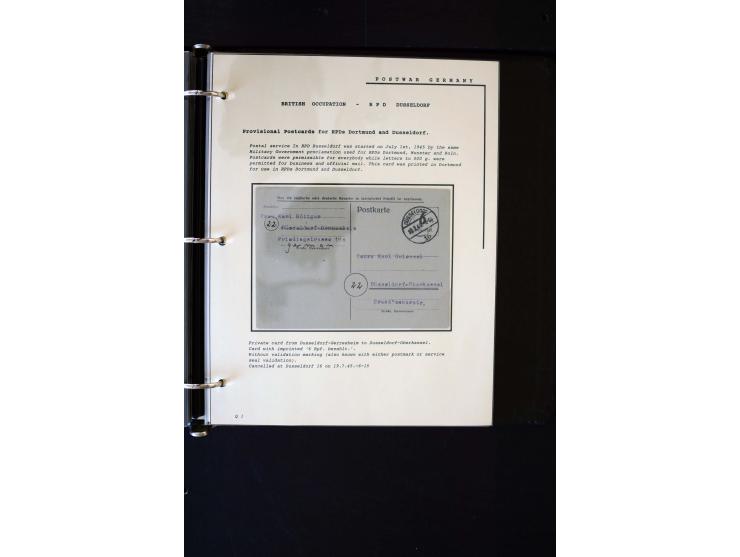  1945/1949, sehr umfangreiche Sammlung aller Zonen mit einigen hundert Briefen, Karten und Ganzsachen auf Austellungsblättern