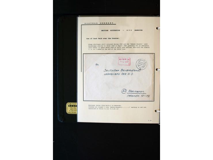  1945/1949, sehr umfangreiche Sammlung aller Zonen mit einigen hundert Briefen, Karten und Ganzsachen auf Austellungsblättern