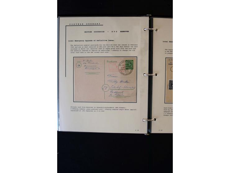  1945/1949, sehr umfangreiche Sammlung aller Zonen mit einigen hundert Briefen, Karten und Ganzsachen auf Austellungsblättern