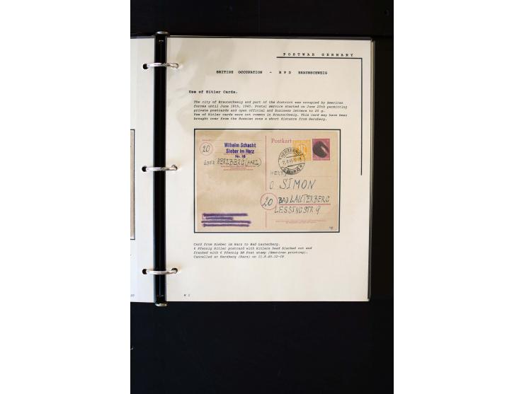  1945/1949, sehr umfangreiche Sammlung aller Zonen mit einigen hundert Briefen, Karten und Ganzsachen auf Austellungsblättern
