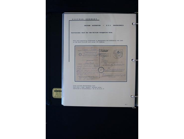  1945/1949, sehr umfangreiche Sammlung aller Zonen mit einigen hundert Briefen, Karten und Ganzsachen auf Austellungsblättern