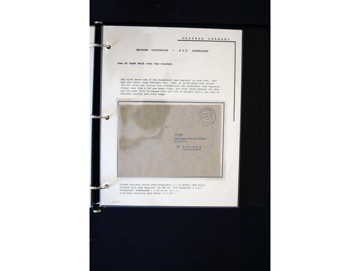  1945/1949, sehr umfangreiche Sammlung aller Zonen mit einigen hundert Briefen, Karten und Ganzsachen auf Austellungsblättern