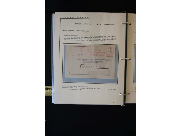  1945/1949, sehr umfangreiche Sammlung aller Zonen mit einigen hundert Briefen, Karten und Ganzsachen auf Austellungsblättern