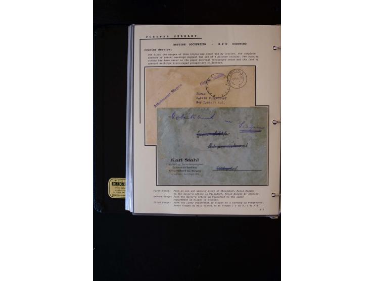  1945/1949, sehr umfangreiche Sammlung aller Zonen mit einigen hundert Briefen, Karten und Ganzsachen auf Austellungsblättern