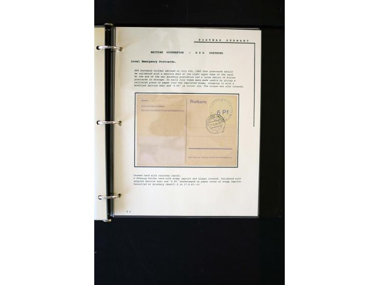  1945/1949, sehr umfangreiche Sammlung aller Zonen mit einigen hundert Briefen, Karten und Ganzsachen auf Austellungsblättern