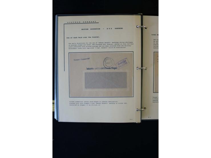  1945/1949, sehr umfangreiche Sammlung aller Zonen mit einigen hundert Briefen, Karten und Ganzsachen auf Austellungsblättern