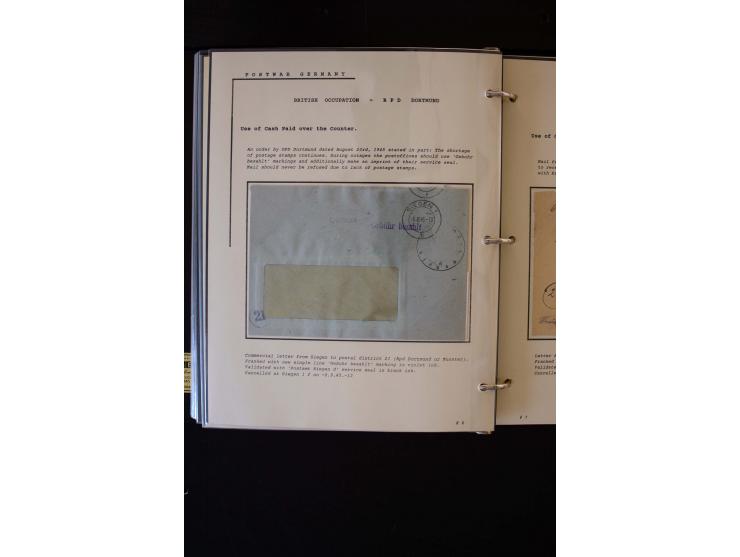  1945/1949, sehr umfangreiche Sammlung aller Zonen mit einigen hundert Briefen, Karten und Ganzsachen auf Austellungsblättern