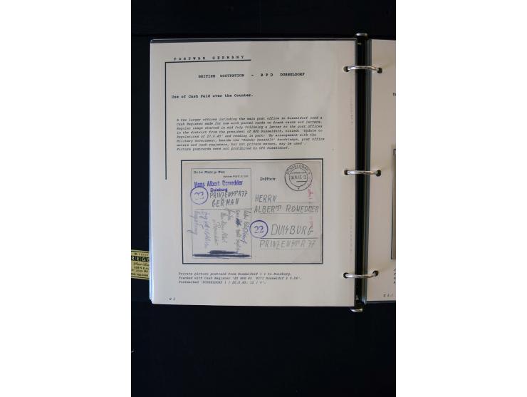  1945/1949, sehr umfangreiche Sammlung aller Zonen mit einigen hundert Briefen, Karten und Ganzsachen auf Austellungsblättern