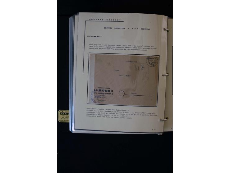  1945/1949, sehr umfangreiche Sammlung aller Zonen mit einigen hundert Briefen, Karten und Ganzsachen auf Austellungsblättern