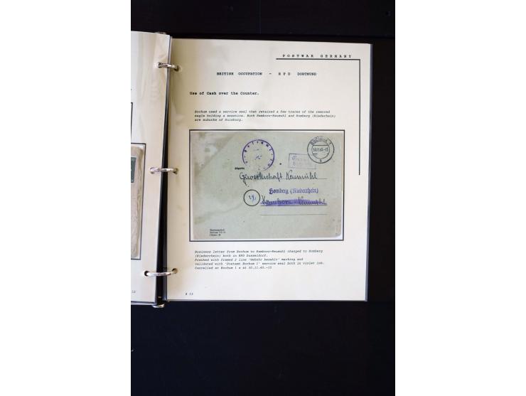 1945/1949, sehr umfangreiche Sammlung aller Zonen mit einigen hundert Briefen, Karten und Ganzsachen auf Austellungsblättern