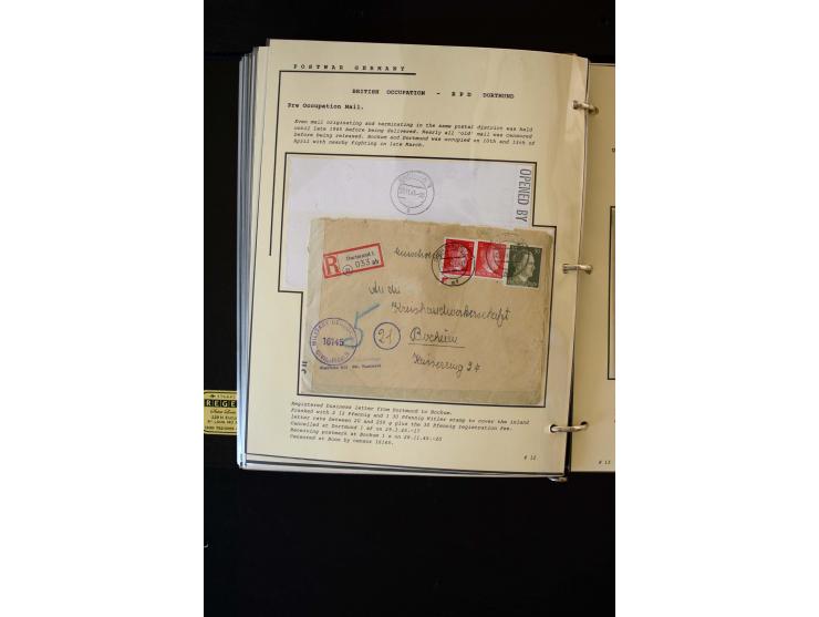  1945/1949, sehr umfangreiche Sammlung aller Zonen mit einigen hundert Briefen, Karten und Ganzsachen auf Austellungsblättern