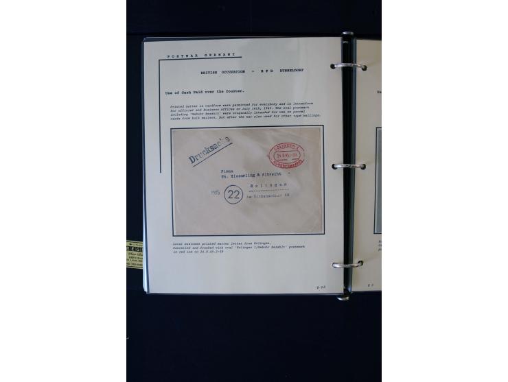  1945/1949, sehr umfangreiche Sammlung aller Zonen mit einigen hundert Briefen, Karten und Ganzsachen auf Austellungsblättern